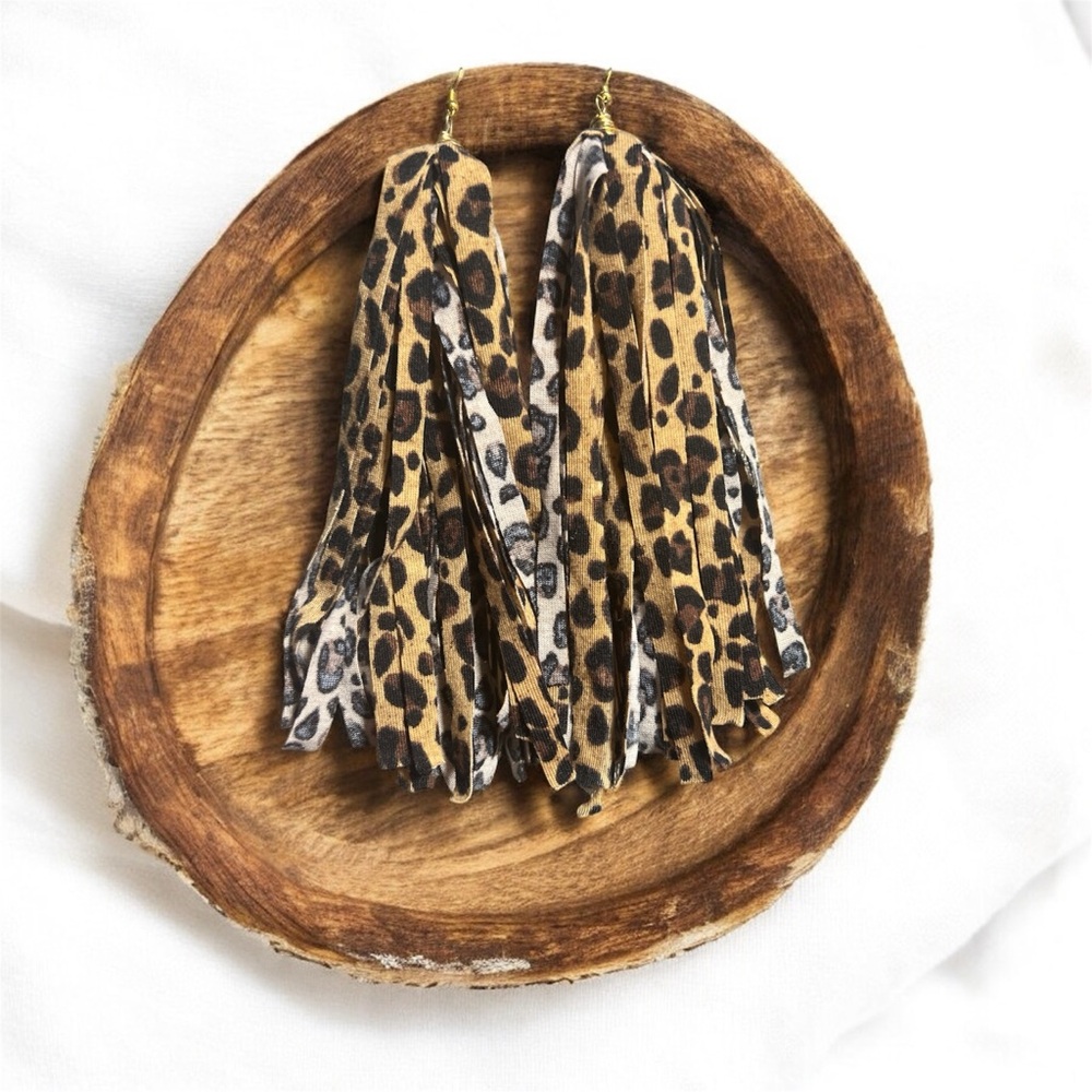 Leopard Print Tassel Earrings